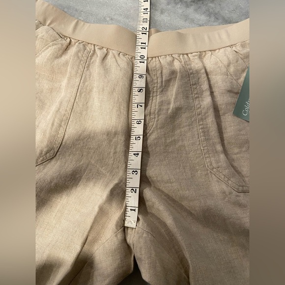 NWT Coldwater Creek Size 16P Flax 100% Linen Pull On Straight Leg Pants Beachy - Picture 12 of 13